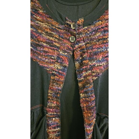 Paolo Tricut Dress Size S Black Layered Long Sleeve Ruffles Lagenlook BOHO Artsy - Picture 9 of 15